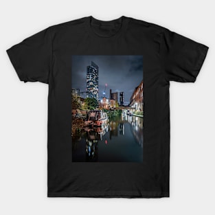 Rochdale Canal at Night with Beetham Tower Manchester T-Shirt